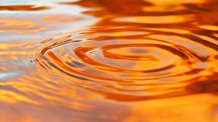 A close-up view of rippling water reflecting warm orange tones, creating a serene and mesmerizing background.