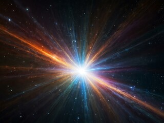 Vibrant star in space with a colorful lens flare.