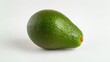 © Elshad Karimov - An avocado, a pear-shaped fruit with smooth, green skin, rests alone against a stark white backdrop. Its skin is unblemished, hinting at the creamy, buttery flesh within