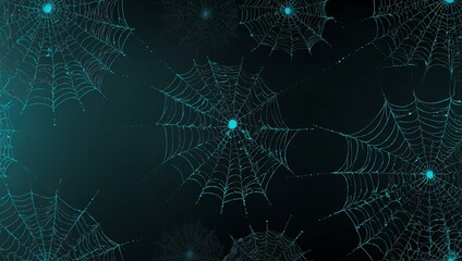 Vivid cyan spider webs illustration.