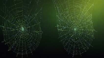 Vivid lime spider webs illustration.
