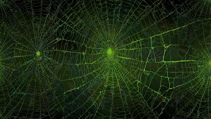 Vivid lime spider webs illustration.