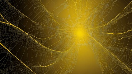 Wall Mural - Vivid yellow spider webs illustration.