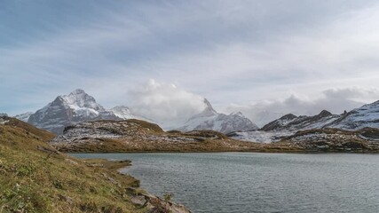 Sticker - Nature landscape time lapse at Bachalpsee Lake (Bachsee) with Swiss Alps mountain range view from Grindelwald First