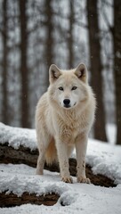 Wall Mural - White wolf in its natural habitat.