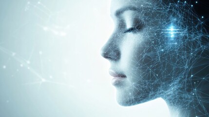 Fototapete - Abstract lines and dots create a conceptual skincare diagram in a serene background highlighting beauty and rejuvenation. Generative AI
