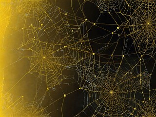 Wall Mural - Yellow cobwebs illustration.