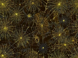 Wall Mural - Yellow cobwebs illustration.