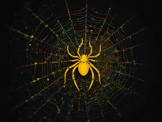 Wall Mural - Yellow spider web illustration