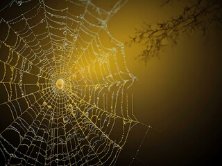 Wall Mural - Yellow spider web illustration