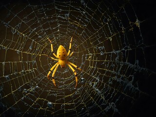 Wall Mural - Yellow spider web illustration