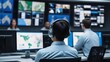 © Deedyy - High-Tech Control Room Individual Monitoring Data and Video Feeds in a Collaborative Workspace