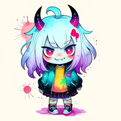 Poster - Cute Demon Girl Illustration