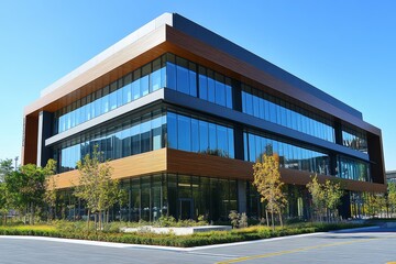 modern office building outdoors in the downtown, Generative AI