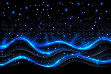 Blue wavy energy with stars background illustration