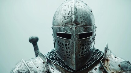 medieval knight with helmet close up Generative AI