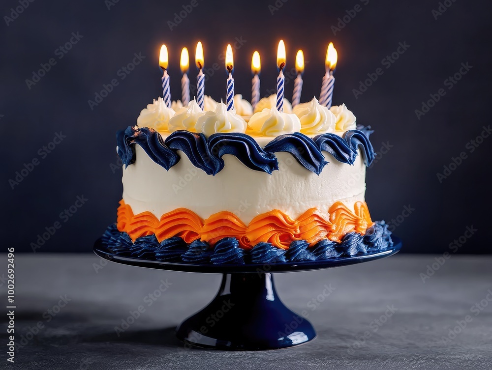 birthday cake with candles Stock Photo | Adobe Stock