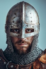 medieval knight with helmet close up Generative AI