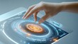 © sa-photo - Hands interacting with a futuristic touchscreen interface, isolated on a gray background