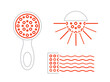 © Double Brain - Red light therapy icons. Photobiomodulation sign in outline style.