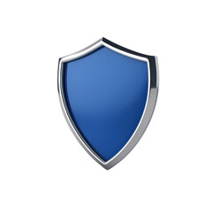 Blue shield icon with a metallic border