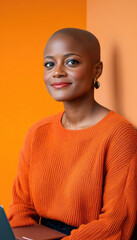 Poster - black african american woman with a shaved hair