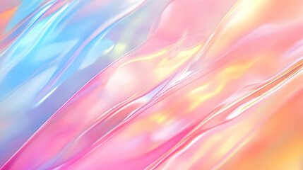 Sticker - Holographic coral to sapphire background with rainbow iridescent lines blurred