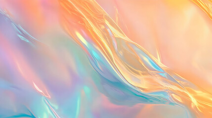 Sticker - Holographic aqua to peach background with rainbow iridescent lines blurred