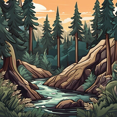 Wall Mural - background illustration of wilderness nuance scenery