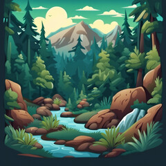 Wall Mural - background illustration of wilderness nuance scenery