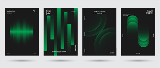Wall Mural - Abstract collection of geometric shapes backgrounds. Brutal contemporary figure circle oval wave patterns. Gradient color for cover, decoration, poster,, banner. Swiss design aesthetic