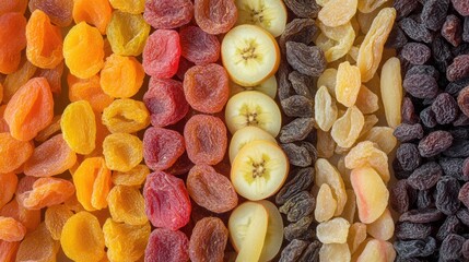 Seamless background of raisin and dried fruit closeup view