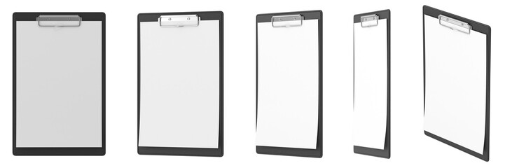 blank paper on black leather clipboard