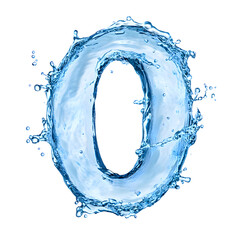 Leinwandbilder - abstract image of a blue liquid splash forming the shape of the number zero against a light,clean background. The dynamic water flow and splashing motion creates an ethereal,technological.