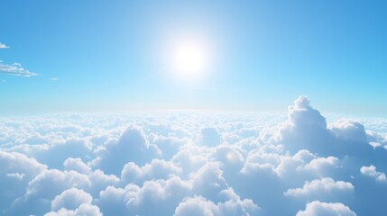 Wall Mural - a tranquil view above scattered clouds, vibrant blue sky