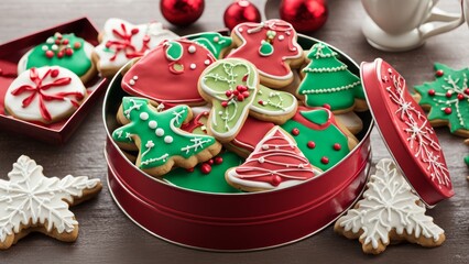 Canvas Print - christmas cookies on a plate