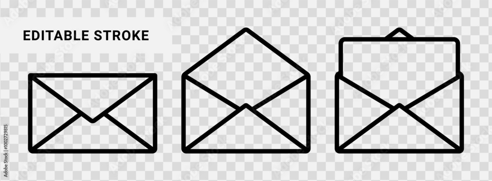 Vector mail envelope line icon set in editable stroke Stock Vector ...