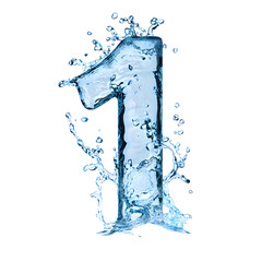 Aufkleber - Bursting splash of clear blue water against white background creating dynamic motion and energy. Refreshing and pure liquid fluid with flowing droplets.