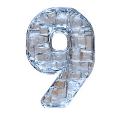 Poster - Captivating Frozen Ice Crystal Sculpture with Intricate Geometric Patterns - A Stunning 3D Rendering of a Transparent,Icy Block Displaying Beautiful,Radiant Refractions and Textures