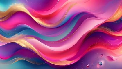 Wall Mural - Vibrant Abstract Waves of Colorful Shapes in a Fluid Watercolor Pattern