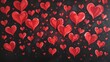 © Sandra - A stunning animation of vibrant red hearts gently floating and fluttering across a dark background, creating a