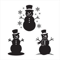  set of snowman silhouette