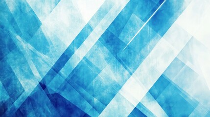 Sticker - abstract blue and white geometric background with overlapping shapes and textured effect.