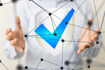 Fototapete - Cybersecurity of digital network systems with computer security enginee