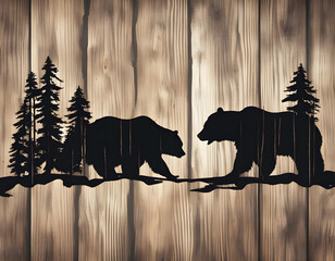 Vintage nature wood and silhouette Grizzlies background with peeling paint