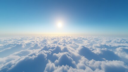Wall Mural - a serene morning above scattered clouds, with a vivid blue sky