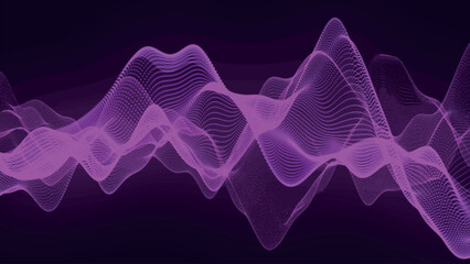 Sticker - Futuristic point wave of particles. Visualization of sound waves. Technology or science banner. Abstract digital 3D wave. Vector illustration.