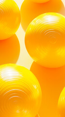 Abstract close-up of multiple yellow exercise balls stacked together, creating a vibrant and dynamic composition