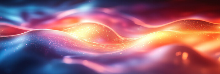 Wall Mural - Abstract glowing wave with blue and orange hues.