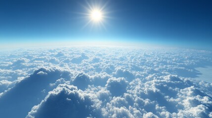 Wall Mural - a bright morning sky above the clouds, with a rich blue sky
